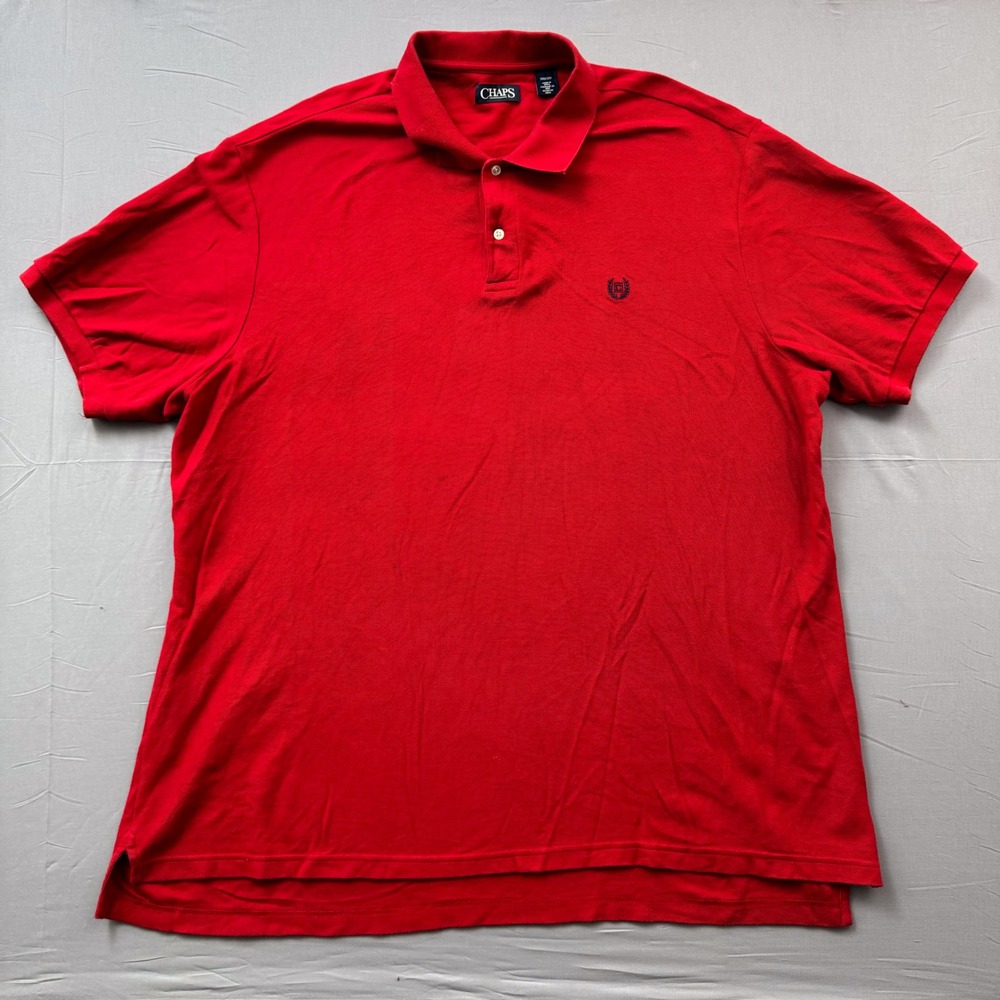 Chaps Mens Red Short Sleeve Pique Polo Shirt Big & Tall 3XB/3TF Logo Embroidered